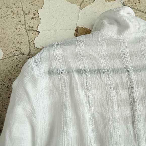 Dotti Shirt Dress Cotton Gauze Beach Cover Up White Button Front Large Coastal - Picture 8 of 8